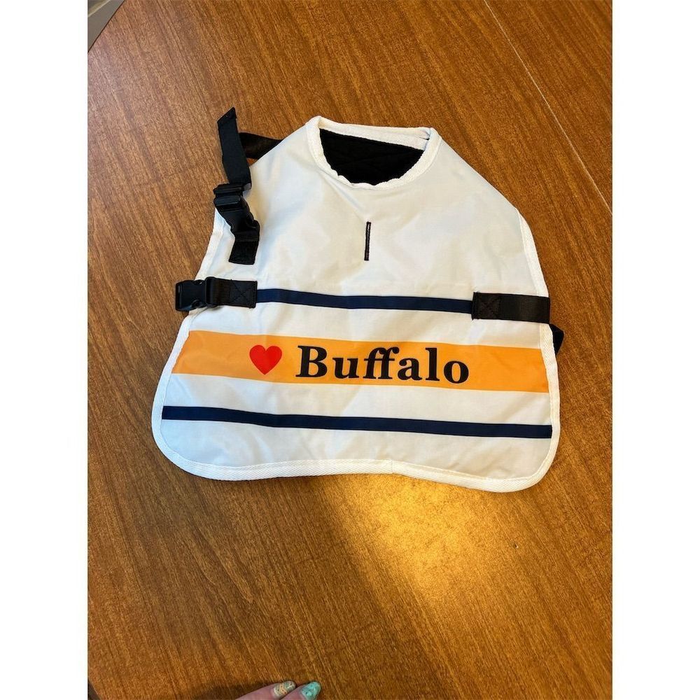 Buffalo White Orange & Navy Reflective Dog Vest with Black Straps